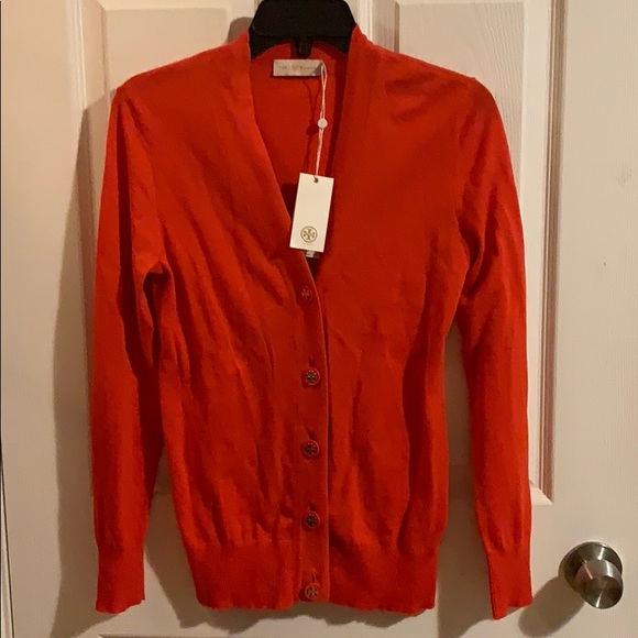 Tory Burch Sweaters - NWT Tory Burch Simone Cardigan in Poppy Red/Orange